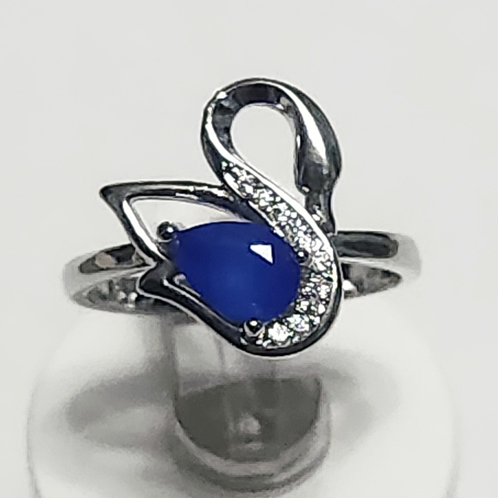0.75 ct Sapphire Swan Sterling Silver Ring size 7 NEW